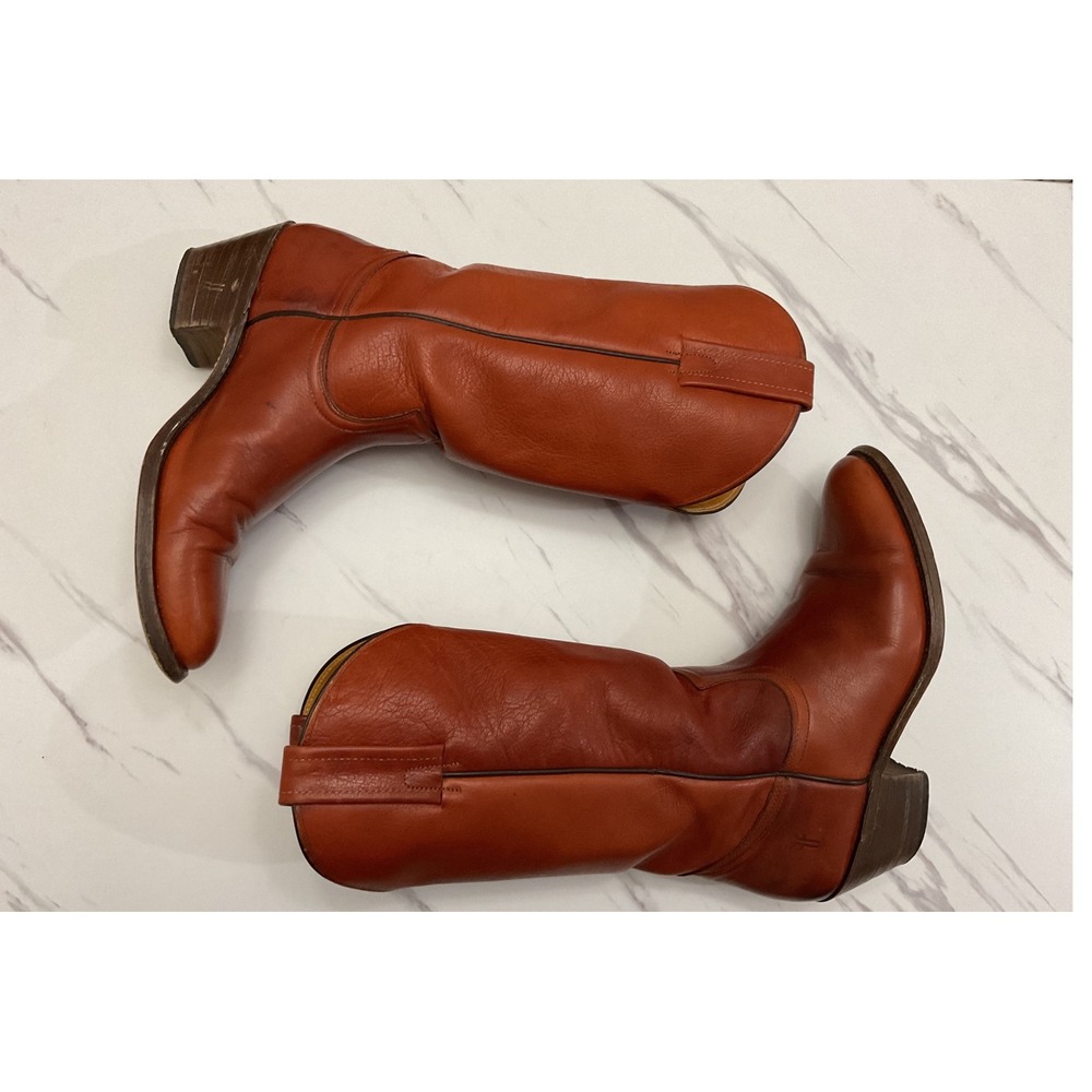 Frye 3811 Campus Boots Womens 9 B Cognac Ginger Leather Made in USA Western Tall - Picture 7 of 13